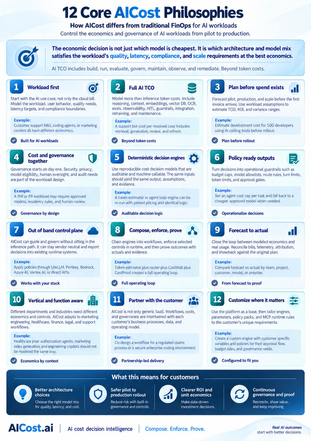 Twelve core AICost philosophies